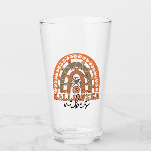 Halloween Vibes Boho Rainbow Fall Halloween Glas (Vorderseite)