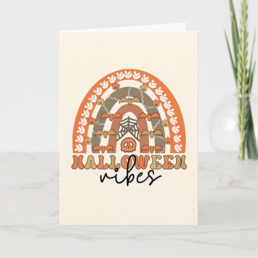 Halloween Vibes Boho Rainbow Fall Halloween Karte (Vorderseite)