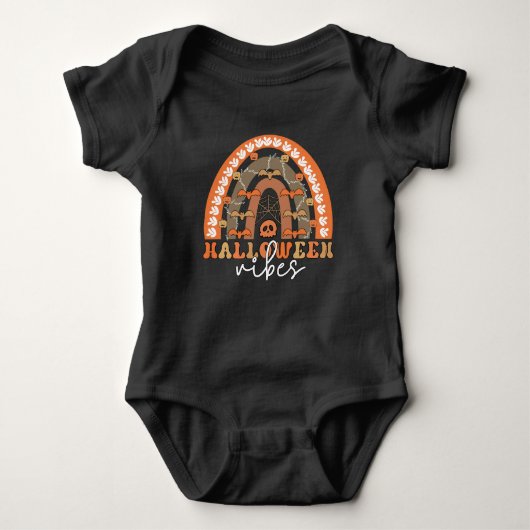 Halloween Vibes Boho Regenbogen Fall Spooky Baby Strampler (Vorderseite)