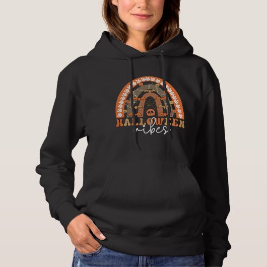 Halloween Vibes Boho Regenbogen Fall Spooky Hoodie (Vorderseite)