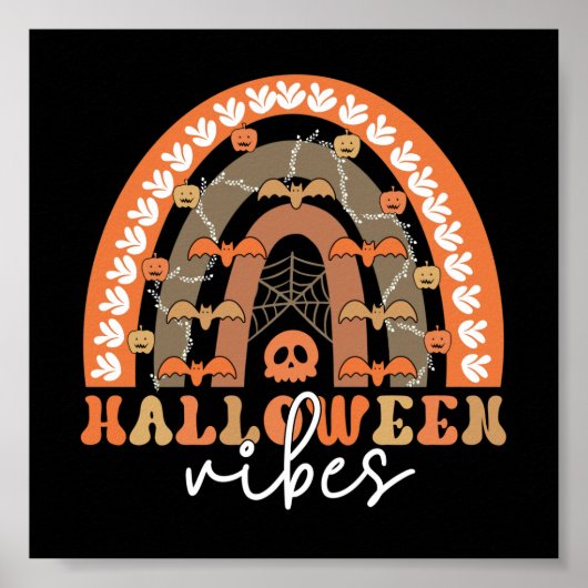 Halloween Vibes Boho Regenbogen Fall Spooky Poster (Vorne)