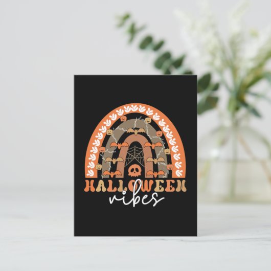 Halloween Vibes Boho Regenbogen Fall Spooky Postkarte (Stehend Vorderseite)
