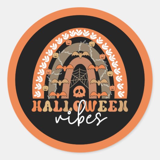 Halloween Vibes Boho Regenbogen Fall Spooky Runder Aufkleber (Vorderseite)