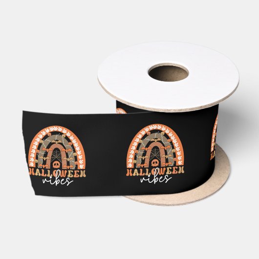 Halloween Vibes Boho Regenbogen Fall Spooky Satinband (Spule)
