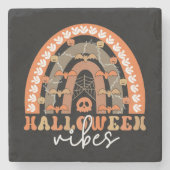 Halloween Vibes Boho Regenbogen Fall Spooky Steinuntersetzer (Vorderseite)