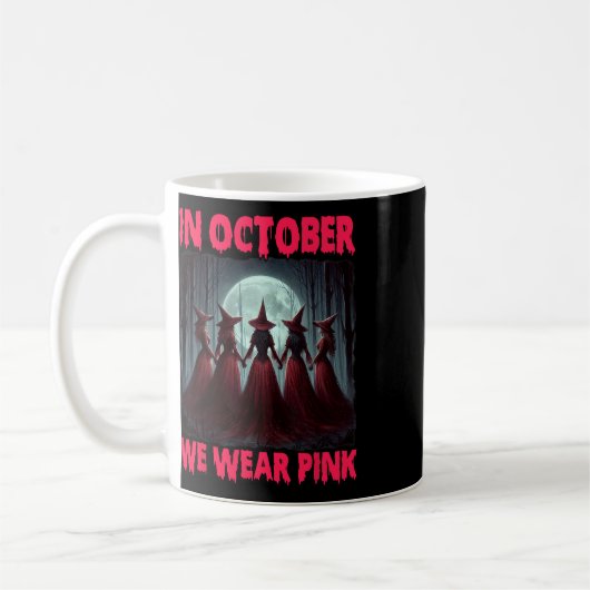 Halloween Vibes Brustkrebs Hexe im Oktober Wir Kaffeetasse (Links)