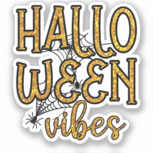 Halloween Vibes - Funkelnd Goldtext Aufkleber