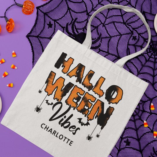 Halloween Vibes Modern Typografy Individuelle Name Tragetasche