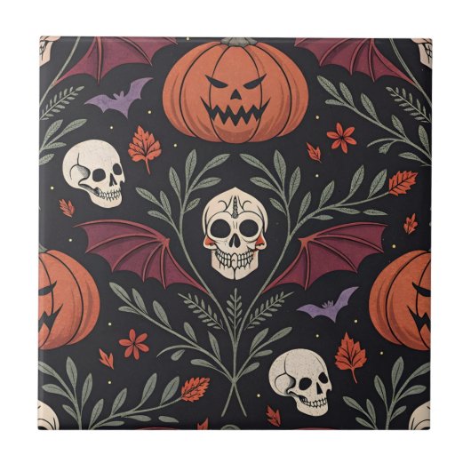 Halloween Vibes Pattern Fliese (Vorderseite)