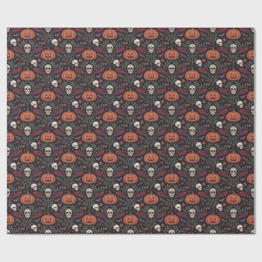 Halloween Vibes Pattern Geschenkpapier (Flach)