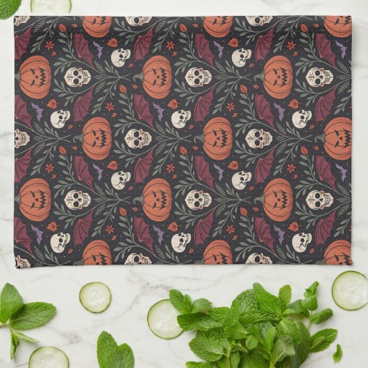 Halloween Vibes Pattern Geschirrtuch (Gefaltet)