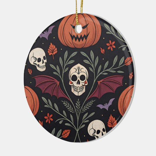Halloween Vibes Pattern Keramik Ornament (Links)