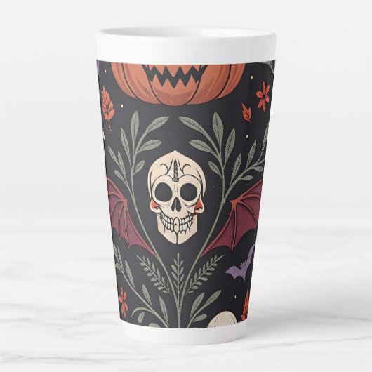 Halloween Vibes Pattern Milchtasse (Vorderseite)