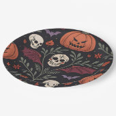 Halloween Vibes Pattern Pappteller (Schrägansicht)