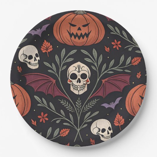Halloween Vibes Pattern Pappteller (Vorderseite)