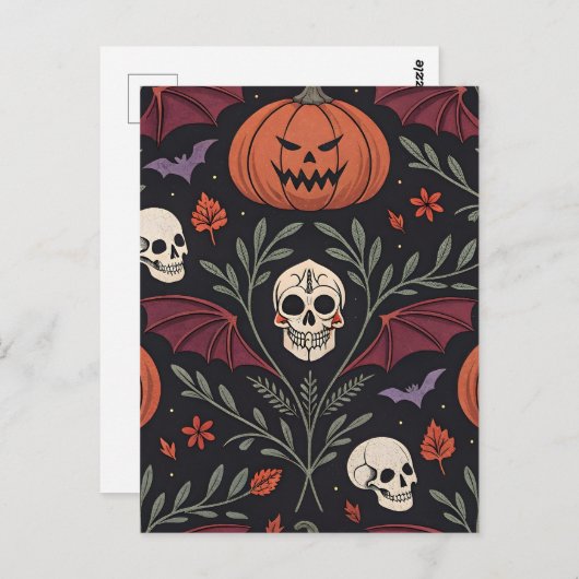 Halloween Vibes Pattern Postkarte (Vorne/Hinten)