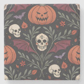 Halloween Vibes Pattern Steinuntersetzer (Vorderseite)