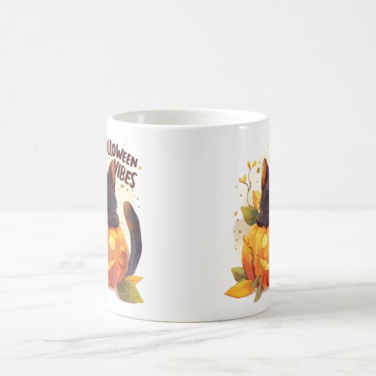 Halloween Vibes - Pumpkin Nickerchen Cat Kaffeetasse (Mittel)