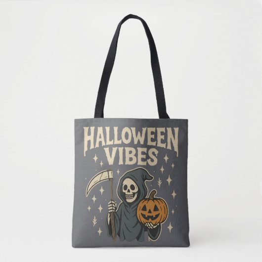 Halloween Vibes Sensenmann - Grau Tasche (Vorderseite)