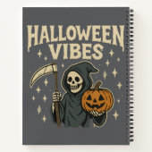Halloween Vibes Sensenmann - Graues SpiralNotebook Notizblock (Rückseite)