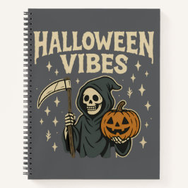 Halloween Vibes Sensenmann - Graues SpiralNotebook Notizblock