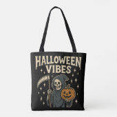 Halloween Vibes Sensenmann - Schwarz Tasche (Rückseite)