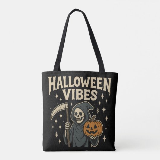 Halloween Vibes Sensenmann - Schwarz Tasche (Rückseite)