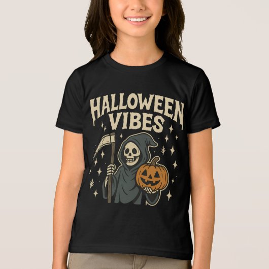 Halloween Vibes Sensenmann Tri-Blend Shirt (Vorderseite)