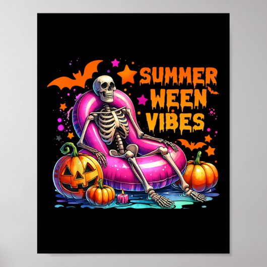 Halloween Vibes Sommerurlaub Skeleto Poster (Vorne)
