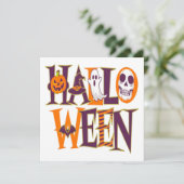 Halloween vibrant colorful einladung (Stehend Vorderseite)