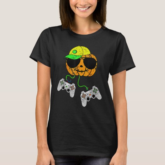 Halloween Video Game Controller Pumpkin Gamer Cos T-Shirt (Vorderseite)