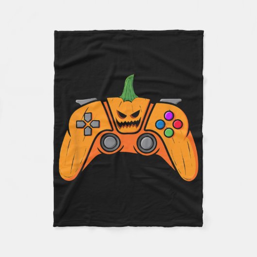 Halloween Videospielcontroller mit Kürbisgesicht Fleecedecke (Vorderseite)