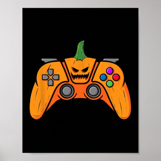 Halloween Videospielcontroller mit Kürbisgesicht Poster (Vorne)
