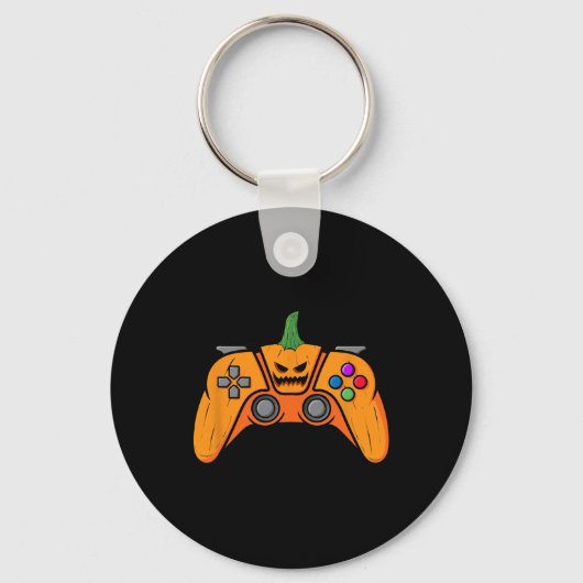 Halloween Videospielcontroller mit Kürbisgesicht Schlüsselanhänger (Vorderseite)