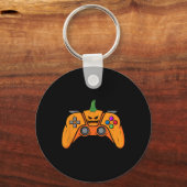 Halloween Videospielcontroller mit Kürbisgesicht Schlüsselanhänger (Vorderseite)