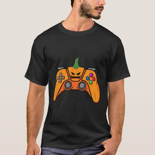 Halloween Videospielcontroller mit Kürbisgesicht T-Shirt (Vorderseite)