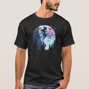 Halloween-Vielflieger fliegt mit Vollmondkatze T-Shirt