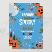 Halloween VIER Jungen Party Blue Einladung (Vorne/Hinten)