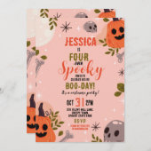 Halloween VIER Party Ghosts Einladung (Vorne/Hinten)