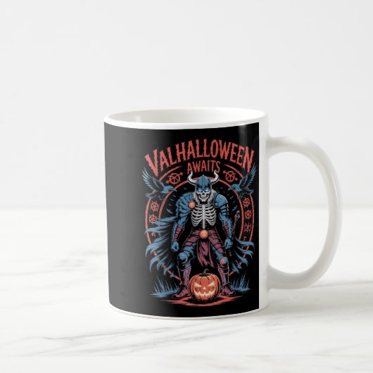 Halloween Viking Warrior - Runen und Ravens - Valh Kaffeetasse (Rechts)