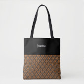 Halloween Viktorianisch Damask Black Orange Name Tasche (Vorderseite)