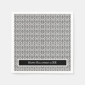 Halloween Viktorianisch Damask Brocade Black on Wh Serviette (Vorderseite)