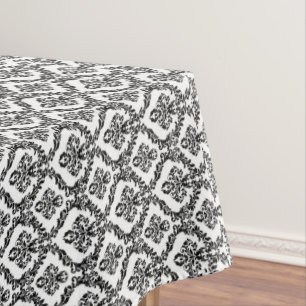 Halloween Viktorianisch Damask Brocade Black on Wh Tischdecke