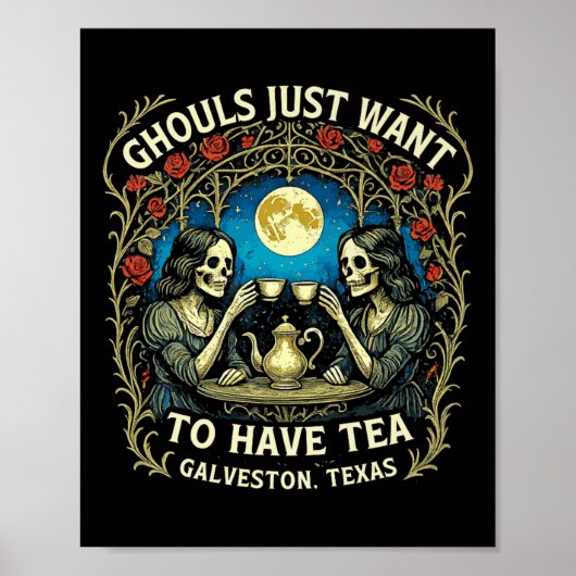 Halloween Viktorianisch Ghoful Skeleton Ladys Drin Poster (Vorne)
