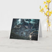 Halloween Viktorianisch House Karte (Gelbe Blume)