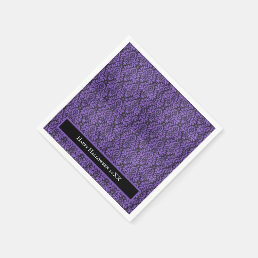 Halloween Viktorianisch Lila & Black Brocade Damas Serviette (Ecke)