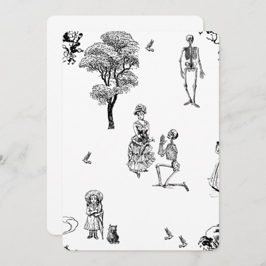 Halloween viktorianisch skelettoilenschädel einladung (Vorne/Hinten)