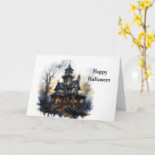 Halloween Viktorianisches Spuk Haus Karte (Gelbe Blume)