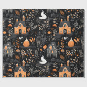 Halloween Village Night Forest Geschenkpapier (Flach)
