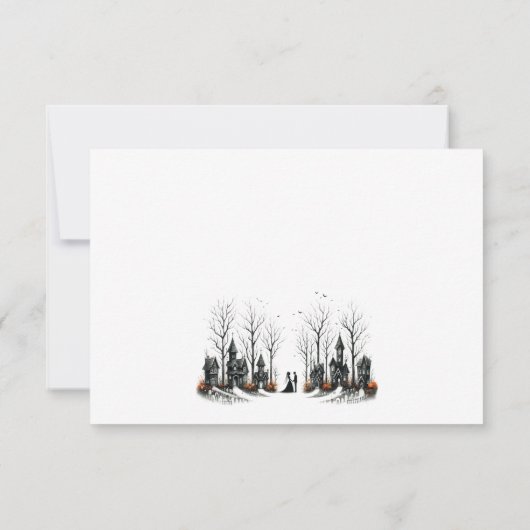Halloween Village Wedding RSVP Karte (Rückseite)